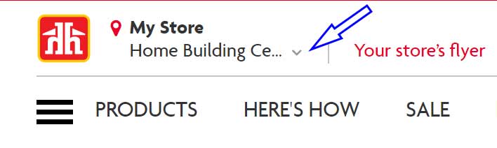 Store Location Indicator Screenshot at Home Hardware.ca